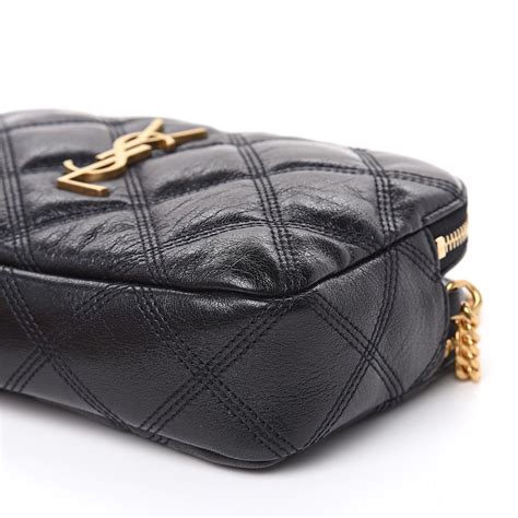 SAINT LAURENT Grained Lambskin Quilted Mini Becky Double .